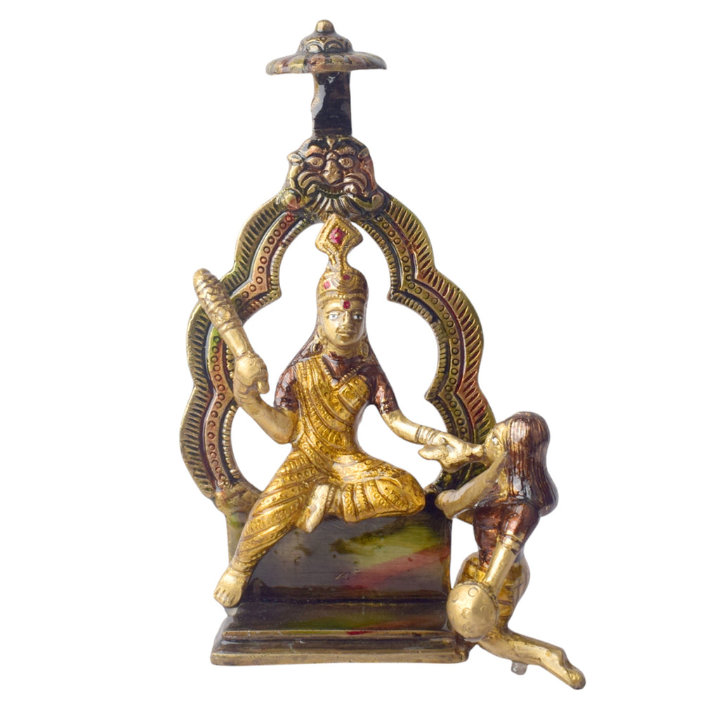  The "Baglamukhi Mata Idol" is a revered representation of Goddess Baglamukhi, known for her divine power to protect and grant victory over adversities. Often depicted with a serene and commanding presence, Baglamukhi Mata is believed to offer strength, courage, and the ability to overcome obstacles. 