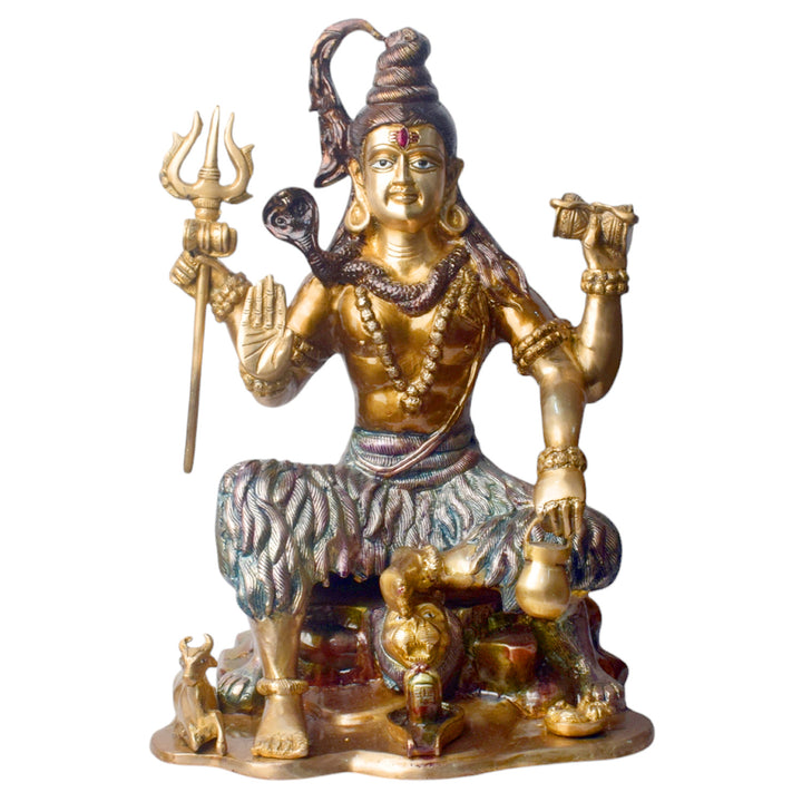 Bring divine energy and serenity into your space with this stunning 18.5-inch Brass Statue of Lord Shiva. Expertly crafted from high-quality brass, this statue beautifully depicts Lord Shiva in a powerful yet peaceful stance, symbolizing both strength and tranquility.