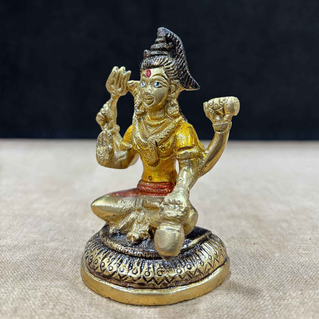4 Inch Brass Chaturbhuj Shiva Ji Idol