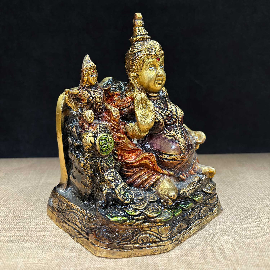 6.5 Inch Auspicious Lord Kuber Idol with Laxmi Ji