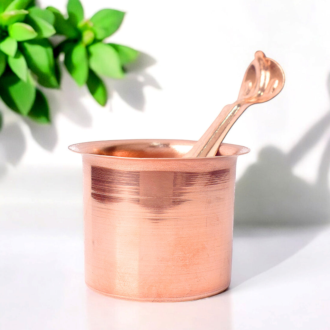 Premium Pure Copper Panch Patra Puja Glass and Spoon
