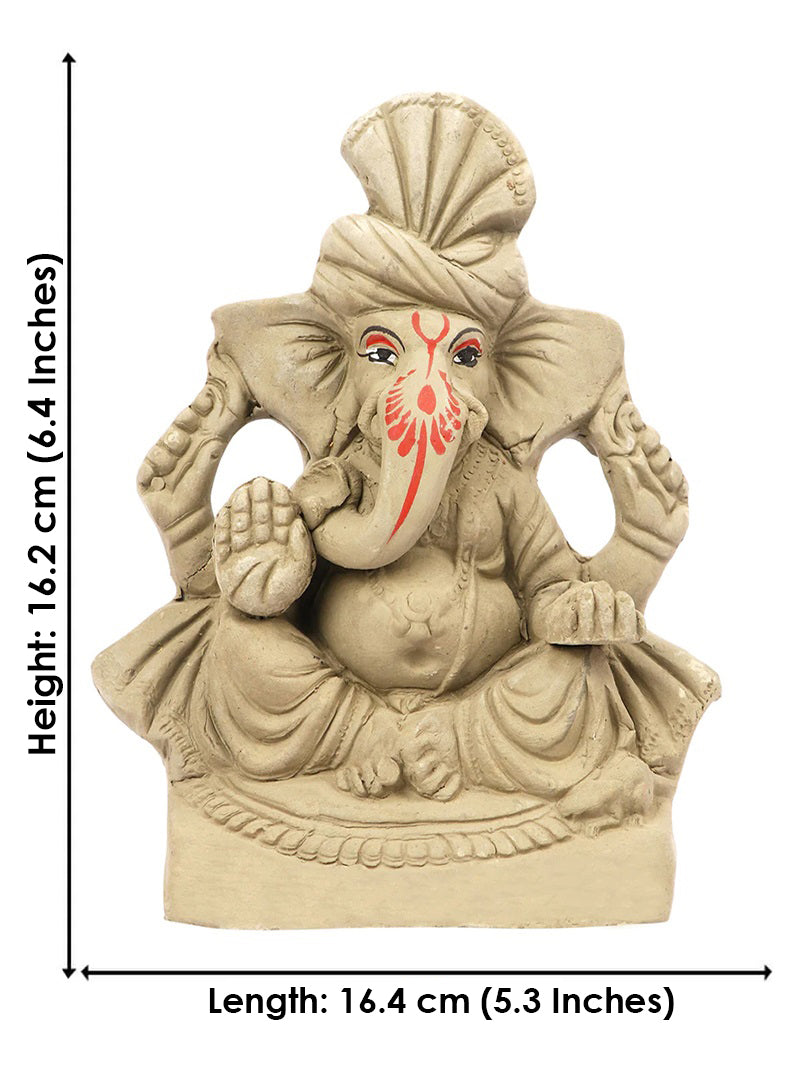 6.5 Inch Pagdi Eco-Friendly Ganesha Idol