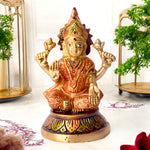 4.5 Inch Handcrafted Brass Lakshmi Ganesha Idol