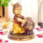 5.5 Inch Handcrafted Brass Bal Gopal Makhan Chor Statue