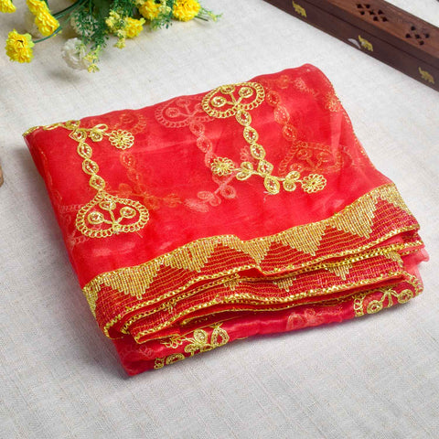 Vibrant 82x39 inch Beautiful Red Mata Chunri with rich fabric for festive Mata idol decoration – India’s Largest Pooja Accessories Brand – www.Satvikstore.in