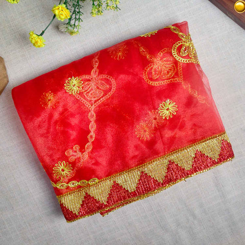 Vibrant 87x40 inch Beautiful Red Mata Chunri with rich fabric for Mata idol decoration – India’s Largest Pooja Accessories Brand – www.Satvikstore.in