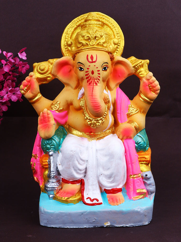 8.6-inch Bhupati eco-friendly Ganesha idol seated in a divine pose | India’s Largest Pooja Accessories Brand – www.satvikstore.in

