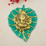 1 pc Lord Ganesh on Leaf Patta Wall Hanging White