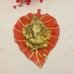 1 pc Lord Ganesh on Leaf Patta Wall Hanging White