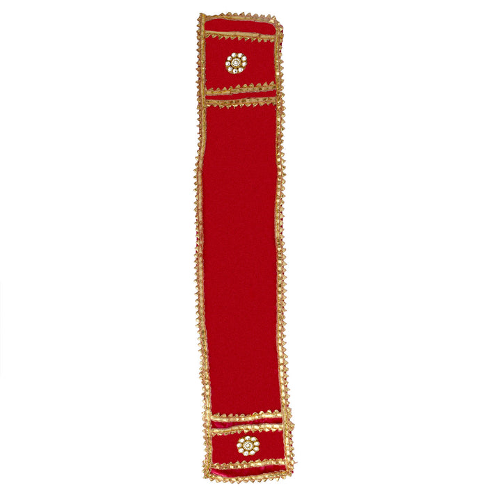 Blossom red Patka/Duppata/Angvastra for 22 and 32-inch Ganpati idols, featuring a delicate and festive red fabric to complement your Ganesha decorations. India’s Largest Pooja Accessories Brand – www.satvikstore.in