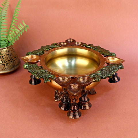 3.5 Inch Brass Designer Floral Urli