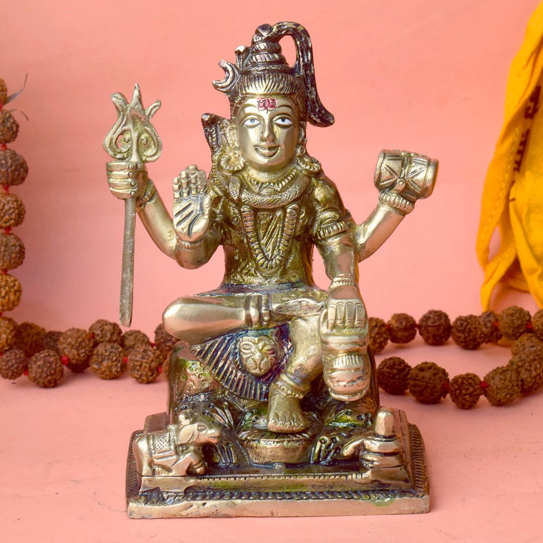6 Inch Brass Shiv Statue - Elegant Lord Shiva Sculpture