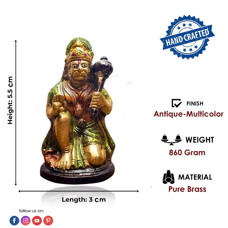 5.5 Inch Brass Hanuman Statue