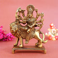 5.3 Inch Brass Durga Maa Idol with detailed craftsmanship, symbolizing power, protection, and grace – perfect for home temple, Navratri worship, and spiritual gifting. No.1 Brass Idol Store www.satvikstore.in  
