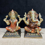 6.1 Inch Lakshmi Ganesha Idol, intricately crafted to depict Goddess Lakshmi and Lord Ganesha seated together, symbolizing divine blessings, wealth, and wisdom—ideal for Diwali and home puja décor. No.1 Brass Idol Store www.satvikstore.in