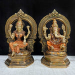 9.4 Inch Brass Lakshmi Ganesha Idol symbolizing prosperity and divine blessings, ideal for Diwali, pooja rituals, and home temple décor. No.1 Brass Idol Store www.satvikstore.in 


