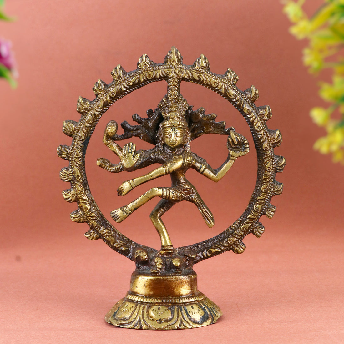 2.2 Inch Petite Nataraj Brass Idol – Compact Lord Shiva Statue in Dancing Pose for Home, Car, or Pooja Space. No.1 Brass Idol Store www.satvikstore.in 