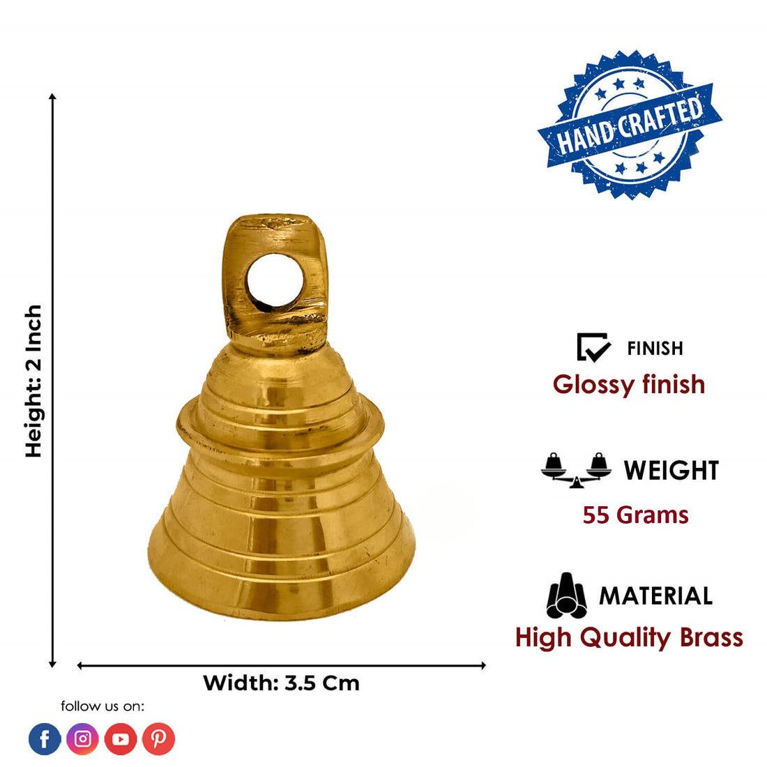 Brass Bell for Pooja Decoration (6 Pcs.)