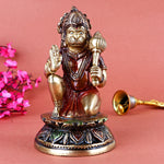5 Inch Brass Bajrangbali Hanuman Statue with intricate handcrafted detailing, symbolizing strength, devotion, and protection – ideal for home temple, pooja room. No.1 Brass Idol Store www.satvikstore.in 