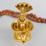 4.7 Inch Brass Shivalingam and Sheshnag Figurine