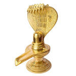 14.2-inch Brass Shivling with Nag Hood, intricately designed for divine worship and ideal for Shivratri rituals and spiritual décor. No.1 Brass Idol Store www.satvikstore.in 
