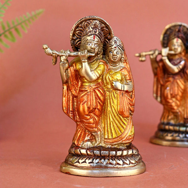 2.3 Inch Brass Small Radha Krishna Idol