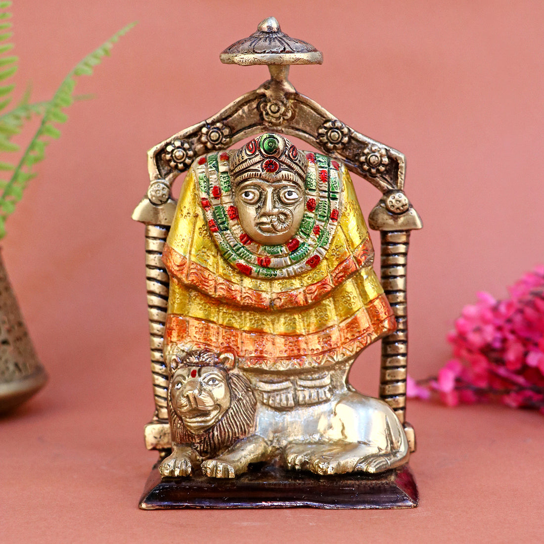 6.8 Inch Brass Vidyavasini Maa Idol with intricate detailing, radiating divine wisdom and strength—perfect for temple setup, home décor, or gifting. No.1 Brass Idol Store www.satvikstore.in 