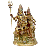 Handcrafted brass statue of Shiva Parivar (Shiva, Parvati, Ganesha, and Kartikeya) with Trishul, intricately detailed. It is best for a VIP Gift, best for a big premium gift, and best for your temple. India's Large Puja Accessories Brand - Satvik No. 1  Brass Idol Collection 
