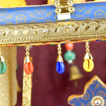 Royal Blue Metal Singhasan Jhula for Laddu Gopal