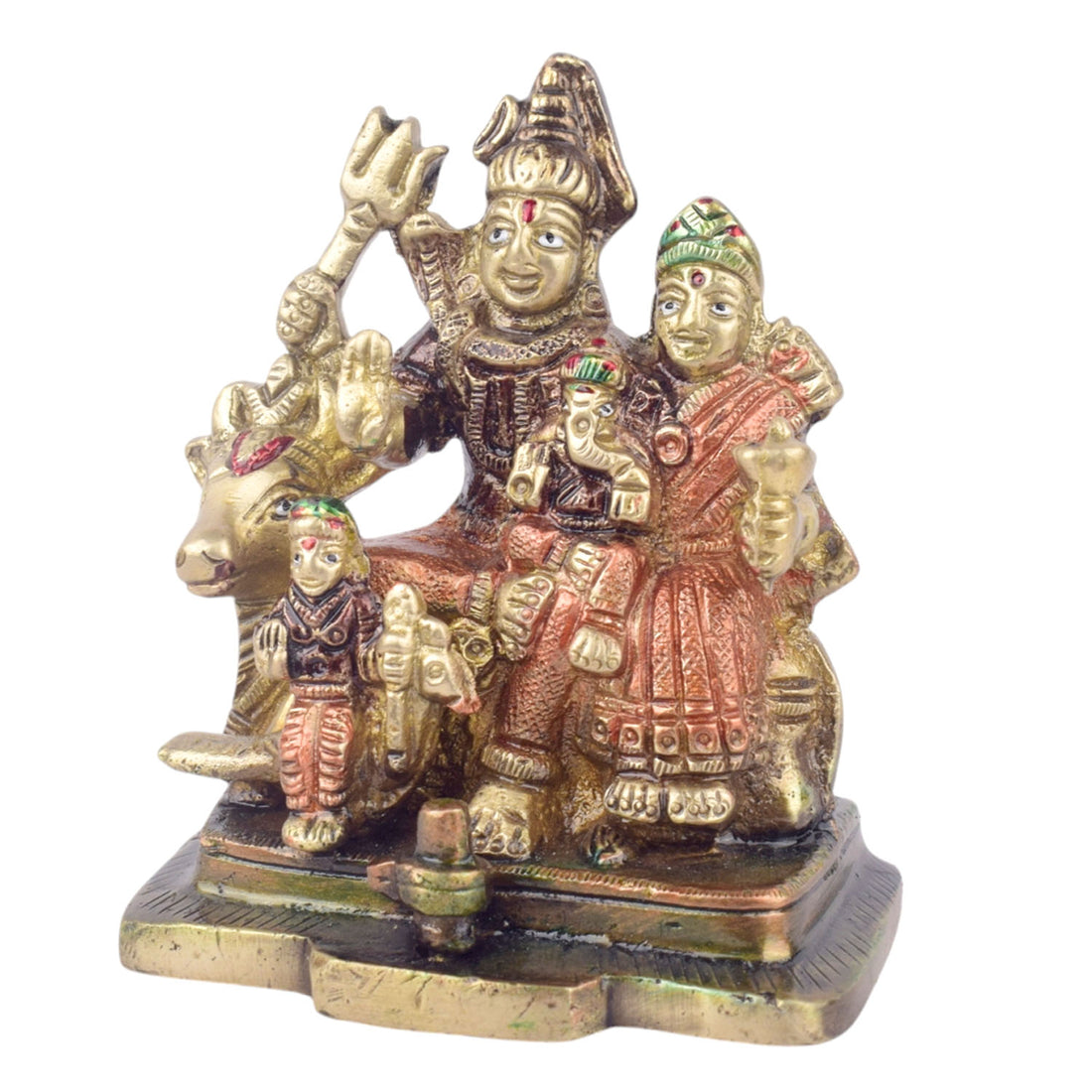 4 Inch Brass Shiv Parivaar Statue  Complete Lord Shiva Family Idol