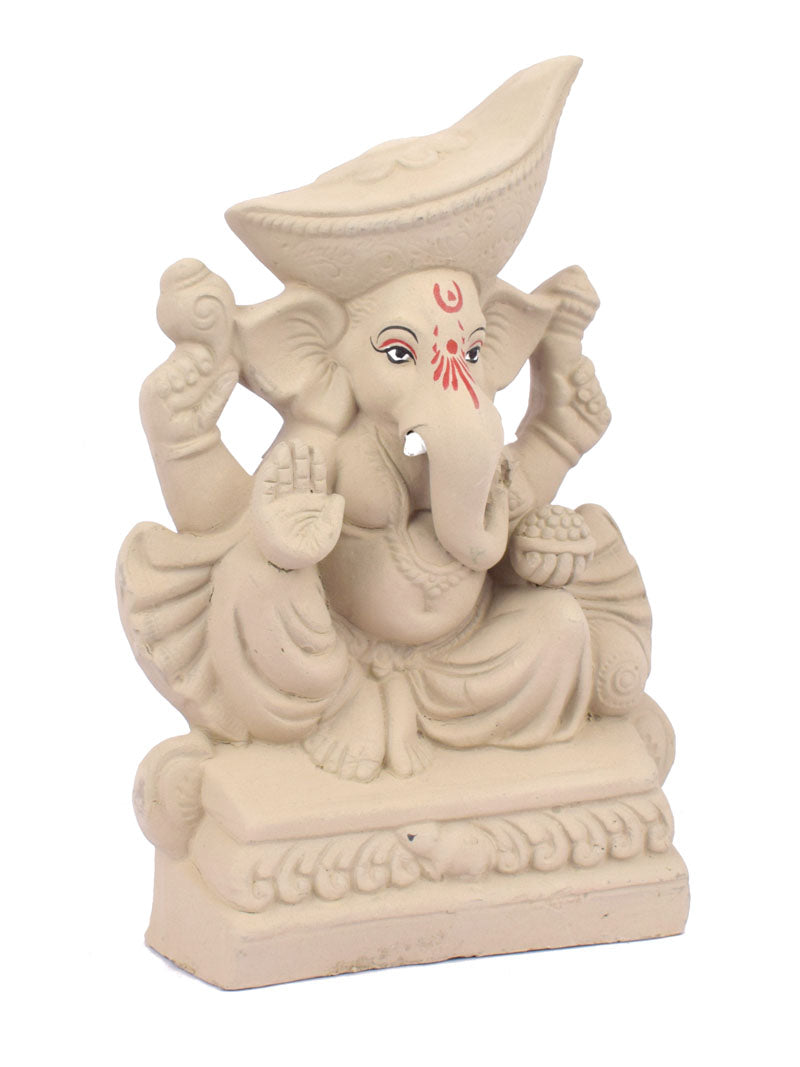 Plain 11 Inch Padmasana Ganpati With Mavala Pagdi