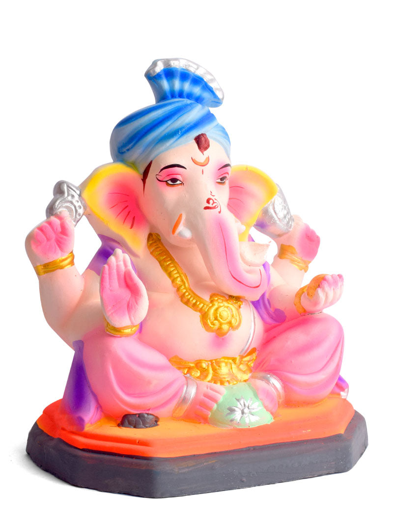8 Inch Colorful Eco-Friendly Ganesha Idol in Sitting Pose