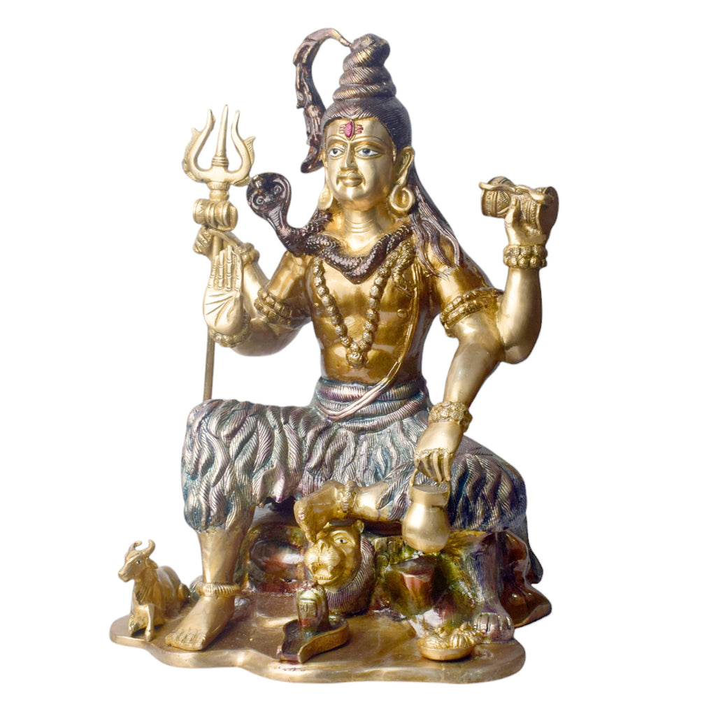 Bring divine energy and serenity into your space with this stunning 18.5-inch Brass Statue of Lord Shiva. Expertly crafted from high-quality brass, this statue beautifully depicts Lord Shiva in a powerful yet peaceful stance, symbolizing both strength and tranquility.