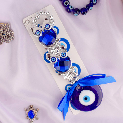 Charming Evil Eye 2 Tier Owl Wall Hanging – A protective and spiritual home decor piece for clarity and positivity. India’s Largest Pooja Accessories Brand – www.satvikstore.in