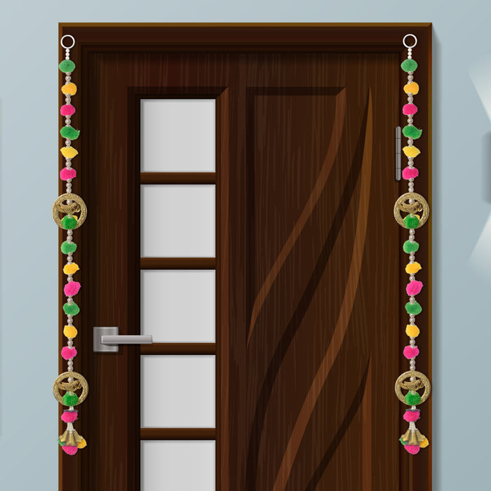 Colorful Parrot Design Wall Hanging with Pom-Poms for Traditional Festive Home DecorIndia’s Largest Pooja Accessories Brand – www.satvikstore.in