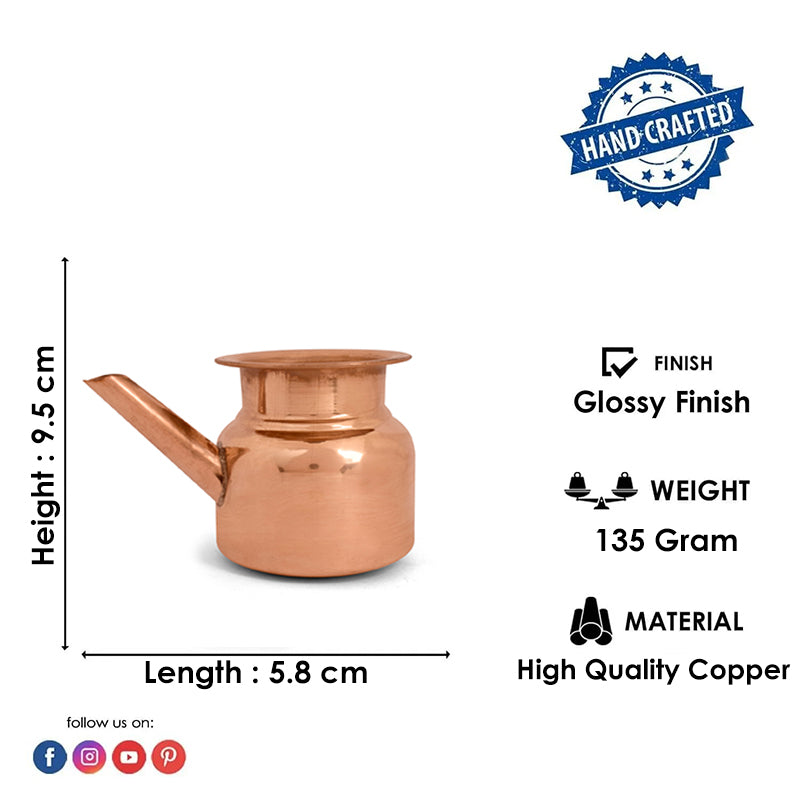 Pure Copper Kalash with Spout (Lota) for Pooja & Rituals