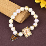 Butterfly Yellow & White Shade Bracelet with Jai Guruji Swaroop Handmade Bracelets