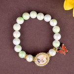 Butterfly Green & White Shade Bracelet with Jai Guruji Swaroop Handmade Bracelets