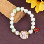 Butterfly Green & White Shade Bracelet with Jai Guruji Swaroop Handmade Bracelets