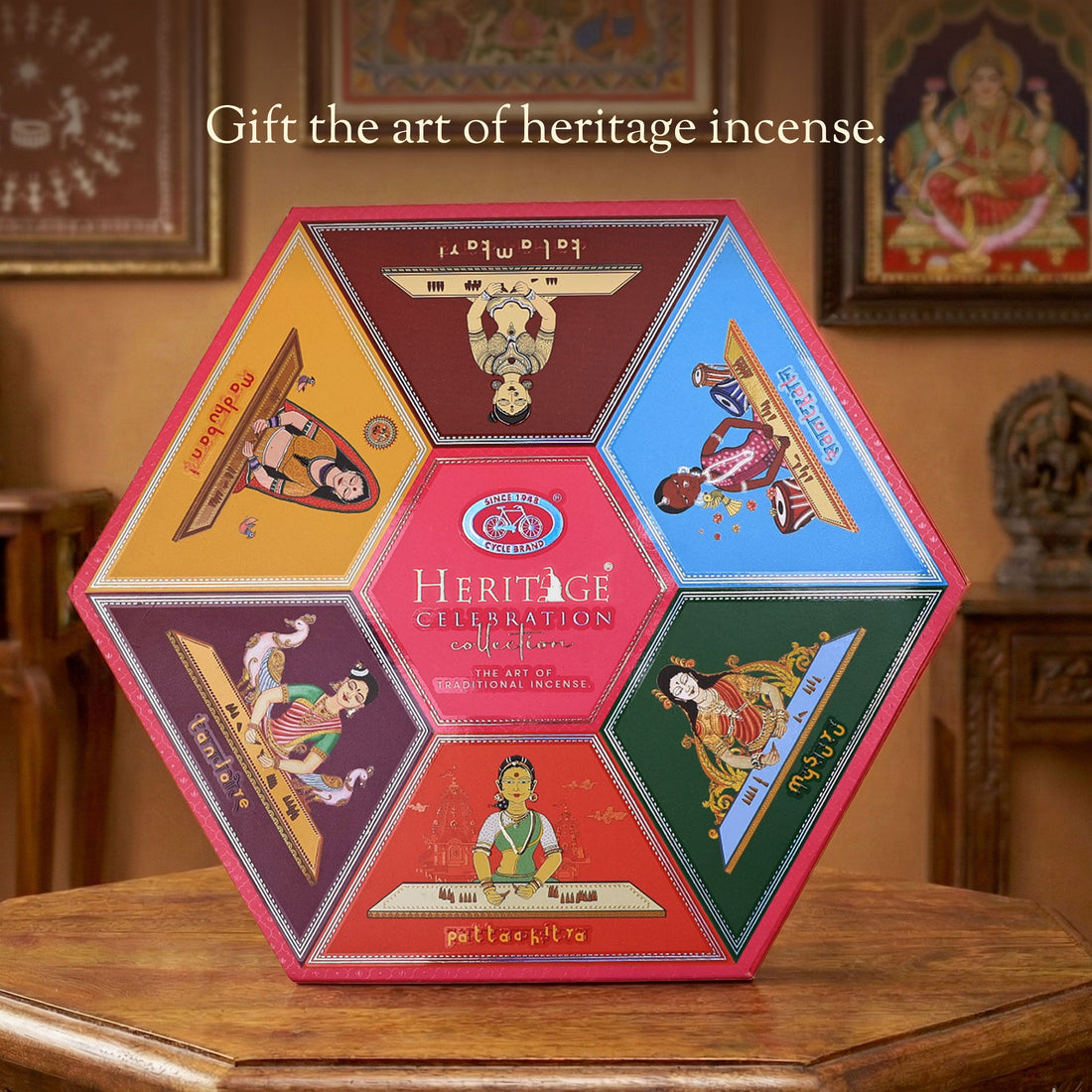 Cycle Heritage Celebration Collection – Signature Temple Incense Cones Inspired by 6 Indian Heritage Art Forms (72 Cones + Free Holder)
