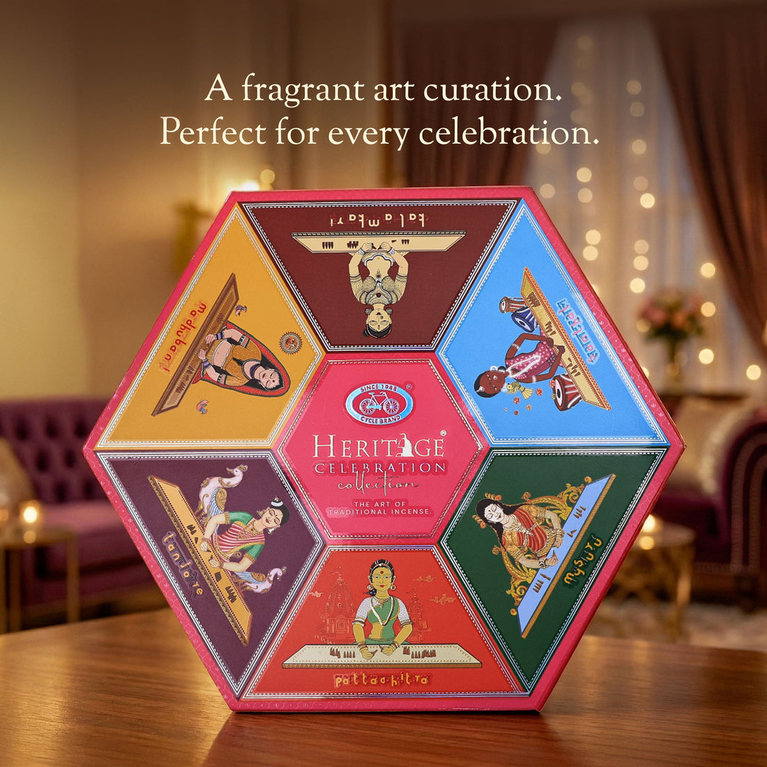 Cycle Heritage Celebration Collection – Signature Temple Incense Cones Inspired by 6 Indian Heritage Art Forms (72 Cones + Free Holder)