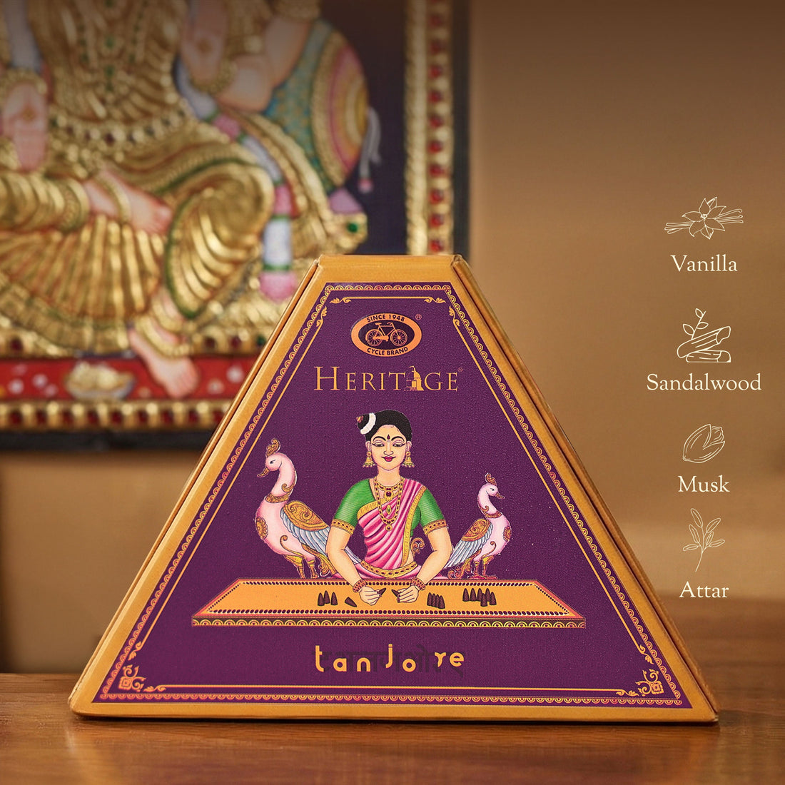 Cycle Heritage Celebration Collection – Signature Temple Incense Cones Inspired by 6 Indian Heritage Art Forms (72 Cones + Free Holder)