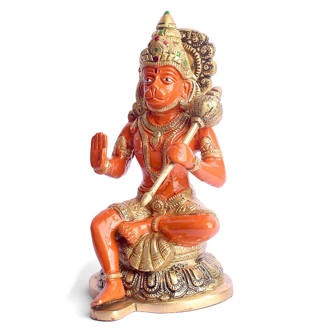 7.9 Inch Shree Kesari Hanuman Sitting Brass Idol