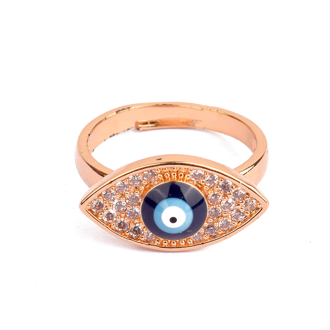 Adjustable Oval Evil Eye Stone Gold Plated Band Ring