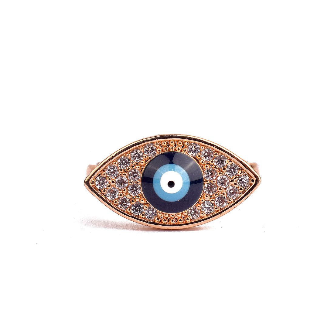 Adjustable Oval Evil Eye Stone Gold Plated Band Ring