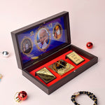 Gold Plated Guru Ji Sukrana Charan Paduka Box with Mahadev and Waheguru