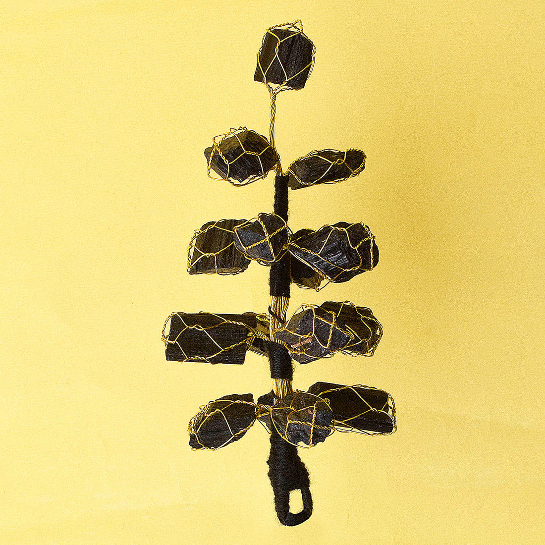 Protective Presence: Rough Black Tourmaline Vaastu Door Hanging Against Negativity