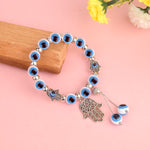 Blue Evil Eye Bracelet with Hamza Hand for Girls and Women