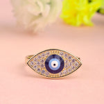 Adjustable Oval Evil Eye Stone Gold Plated Band Ring