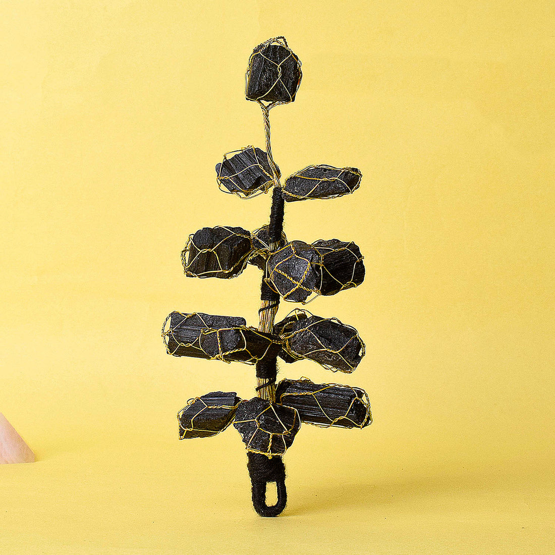 Protective Presence: Rough Black Tourmaline Vaastu Door Hanging Against Negativity